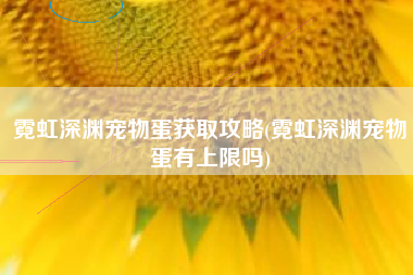 霓虹深渊宠物蛋获取攻略(霓虹深渊宠物蛋有上限吗)