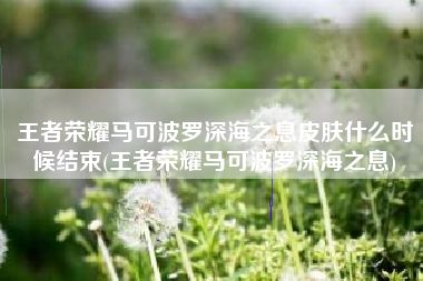 王者荣耀马可波罗深海之息皮肤什么时候结束(王者荣耀马可波罗深海之息)