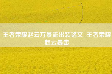 王者荣耀赵云万暴流出装铭文_王者荣耀赵云暴击