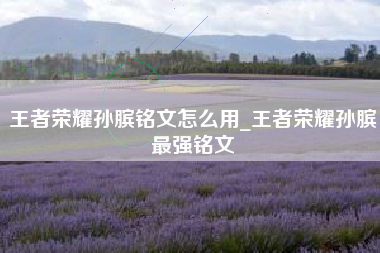 王者荣耀孙膑铭文怎么用_王者荣耀孙膑最强铭文