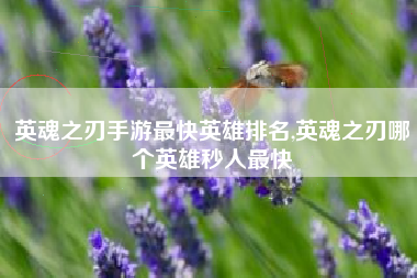 英魂之刃手游最快英雄排名,英魂之刃哪个英雄秒人最快