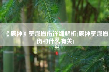 《原神》莫娜增伤详细解析(原神莫娜增伤和什么有关)