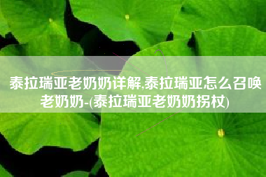 泰拉瑞亚老奶奶详解,泰拉瑞亚怎么召唤老奶奶-(泰拉瑞亚老奶奶拐杖)