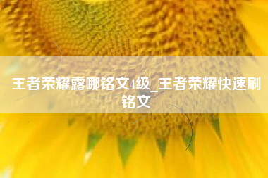 王者荣耀露哪铭文4级_王者荣耀快速刷铭文