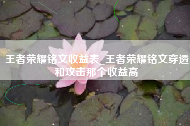 王者荣耀铭文收益表_王者荣耀铭文穿透和攻击那个收益高