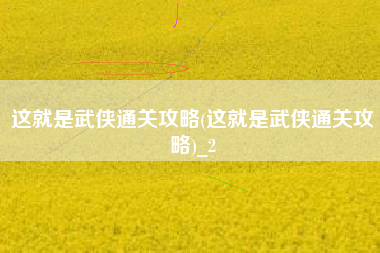 这就是武侠通关攻略(这就是武侠通关攻略)_2