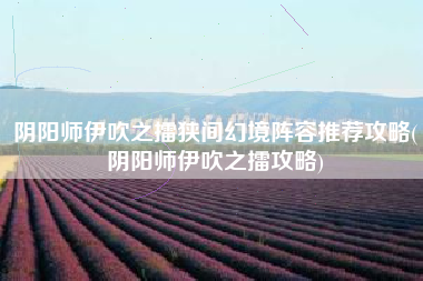阴阳师伊吹之擂狭间幻境阵容推荐攻略(阴阳师伊吹之擂攻略)