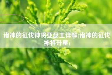 诸神的征伐神将亚瑟王详解(诸神的征伐神将升星)