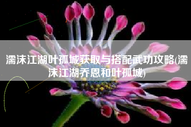 濡沫江湖叶孤城获取与搭配武功攻略(濡沫江湖乔恩和叶孤城)