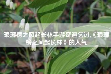 琅琊榜之风起长林手游奇遇乞讨,《琅琊榜之风起长林》的人气