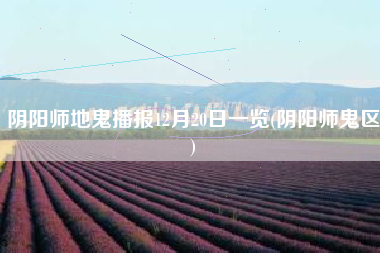 阴阳师地鬼播报12月20日一览(阴阳师鬼区)