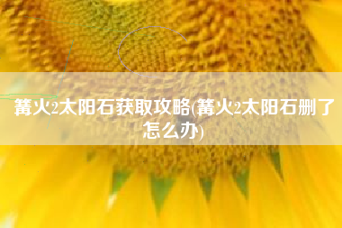 篝火2太阳石获取攻略(篝火2太阳石删了怎么办)