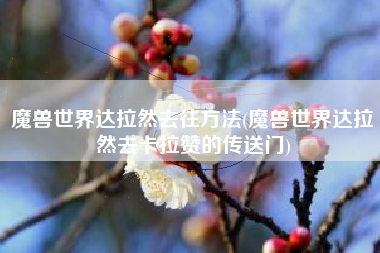 魔兽世界达拉然去往方法(魔兽世界达拉然去卡拉赞的传送门)