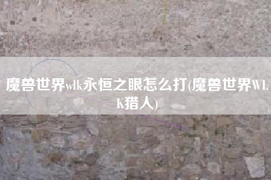 魔兽世界wlk永恒之眼怎么打(魔兽世界WLK猎人)