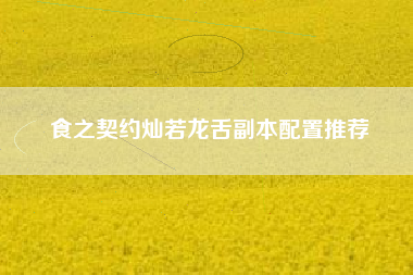 食之契约灿若龙舌副本配置推荐