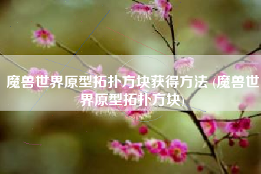 魔兽世界原型拓扑方块获得方法 (魔兽世界原型拓扑方块)