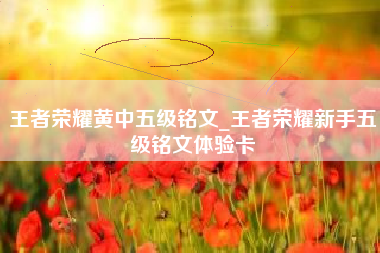 王者荣耀黄中五级铭文_王者荣耀新手五级铭文体验卡
