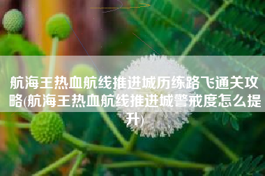 航海王热血航线推进城历练路飞通关攻略(航海王热血航线推进城警戒度怎么提升)