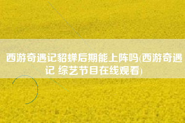 西游奇遇记貂蝉后期能上阵吗(西游奇遇记 综艺节目在线观看)