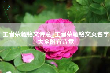 王者荣耀铭文诗意_王者荣耀铭文页名字大全附有诗意
