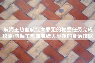 航海王热血航线大罪犯的秘密任务完成攻略(航海王热血航线大小姐的食谱攻略)
