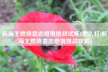 航海王燃烧意志绝境挑战试炼1怎么打(航海王燃烧意志绝境挑战攻略)