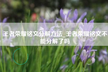 王者荣耀铭文分解方法_王者荣耀铭文不能分解了吗