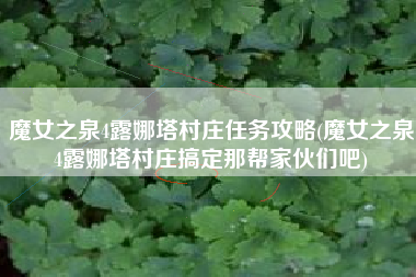 魔女之泉4露娜塔村庄任务攻略(魔女之泉4露娜塔村庄搞定那帮家伙们吧)