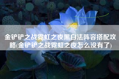 金铲铲之战霓虹之夜黑白法阵容搭配攻略(金铲铲之战霓虹之夜怎么没有了)