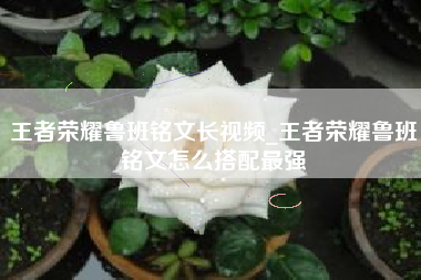 王者荣耀鲁班铭文长视频_王者荣耀鲁班铭文怎么搭配最强