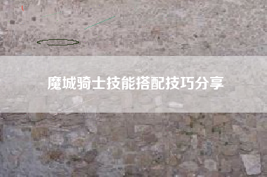 魔城骑士技能搭配技巧分享