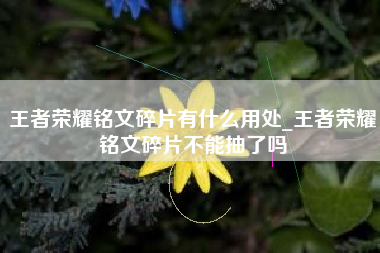王者荣耀铭文碎片有什么用处_王者荣耀铭文碎片不能抽了吗