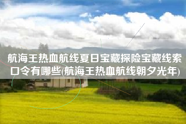 航海王热血航线夏日宝藏探险宝藏线索口令有哪些(航海王热血航线朝夕光年)