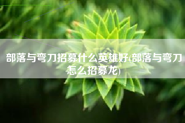 部落与弯刀招募什么英雄好(部落与弯刀怎么招募龙)