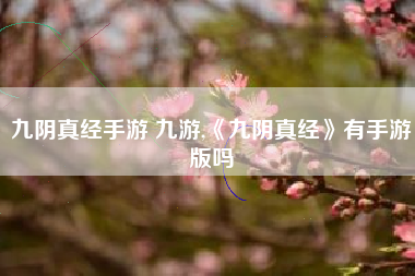 九阴真经手游 九游,《九阴真经》有手游版吗