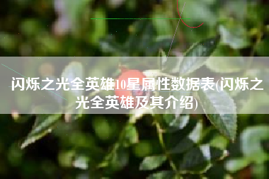闪烁之光全英雄10星属性数据表(闪烁之光全英雄及其介绍)