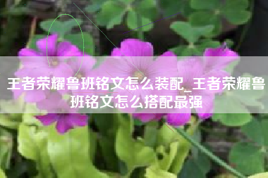 王者荣耀鲁班铭文怎么装配_王者荣耀鲁班铭文怎么搭配最强