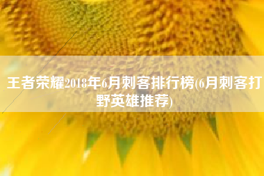 王者荣耀2018年6月刺客排行榜(6月刺客打野英雄推荐)