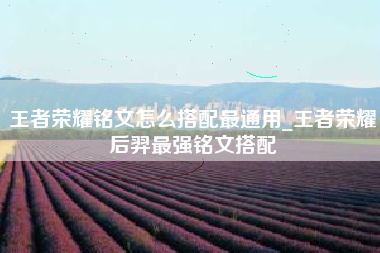 王者荣耀铭文怎么搭配最通用_王者荣耀后羿最强铭文搭配