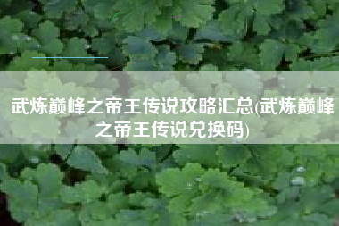 武炼巅峰之帝王传说攻略汇总(武炼巅峰之帝王传说兑换码)