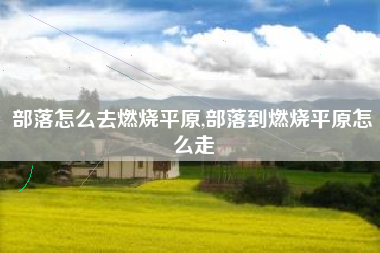 部落怎么去燃烧平原,部落到燃烧平原怎么走