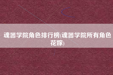 魂器学院角色排行榜(魂器学院所有角色花嫁)