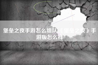 堡垒之夜手游怎么组队,《堡垒之夜》手游版怎么样