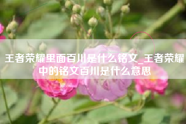 王者荣耀里面百川是什么铭文_王者荣耀中的铭文百川是什么意思
