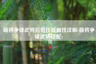 萌将争锋武将穷奇技能属性详解(萌将争锋武将搭配)