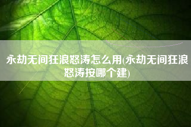 永劫无间狂浪怒涛怎么用(永劫无间狂浪怒涛按哪个建)
