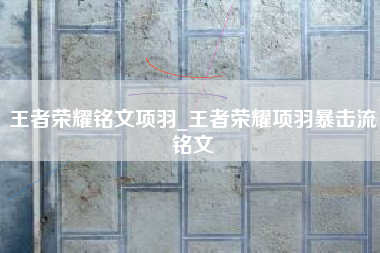王者荣耀铭文项羽_王者荣耀项羽暴击流铭文