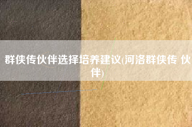 群侠传伙伴选择培养建议(河洛群侠传 伙伴)