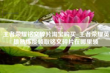 王者荣耀铭文碎片淘宝购买_王者荣耀英雄熟练度领取铭文碎片在哪里领