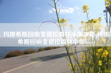 玛娜希斯回响奎德拉森林采集攻略(玛娜希斯回响奎德拉森林中部boss)